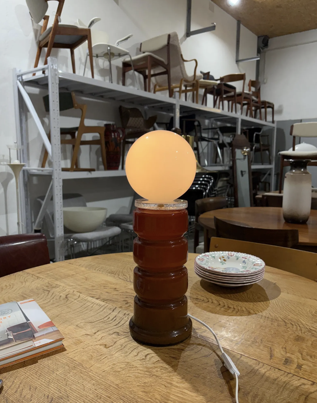 very rare vintage glass table lamp designed by peo ström for alsterfors, sweden 1960s very rare vintage glass table lamp designed by peo ström for alsterfors, sweden 1960s
